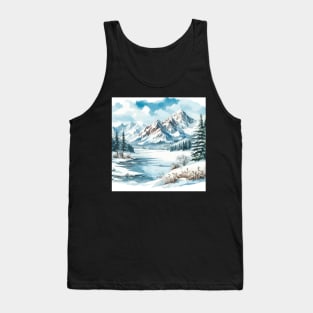 Winter Mountain Lake Tank Top